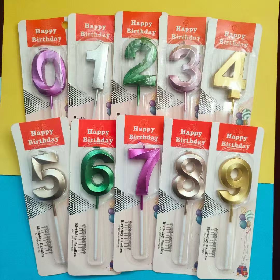 Metallic Finish Diamond Number Candle; Blister Card