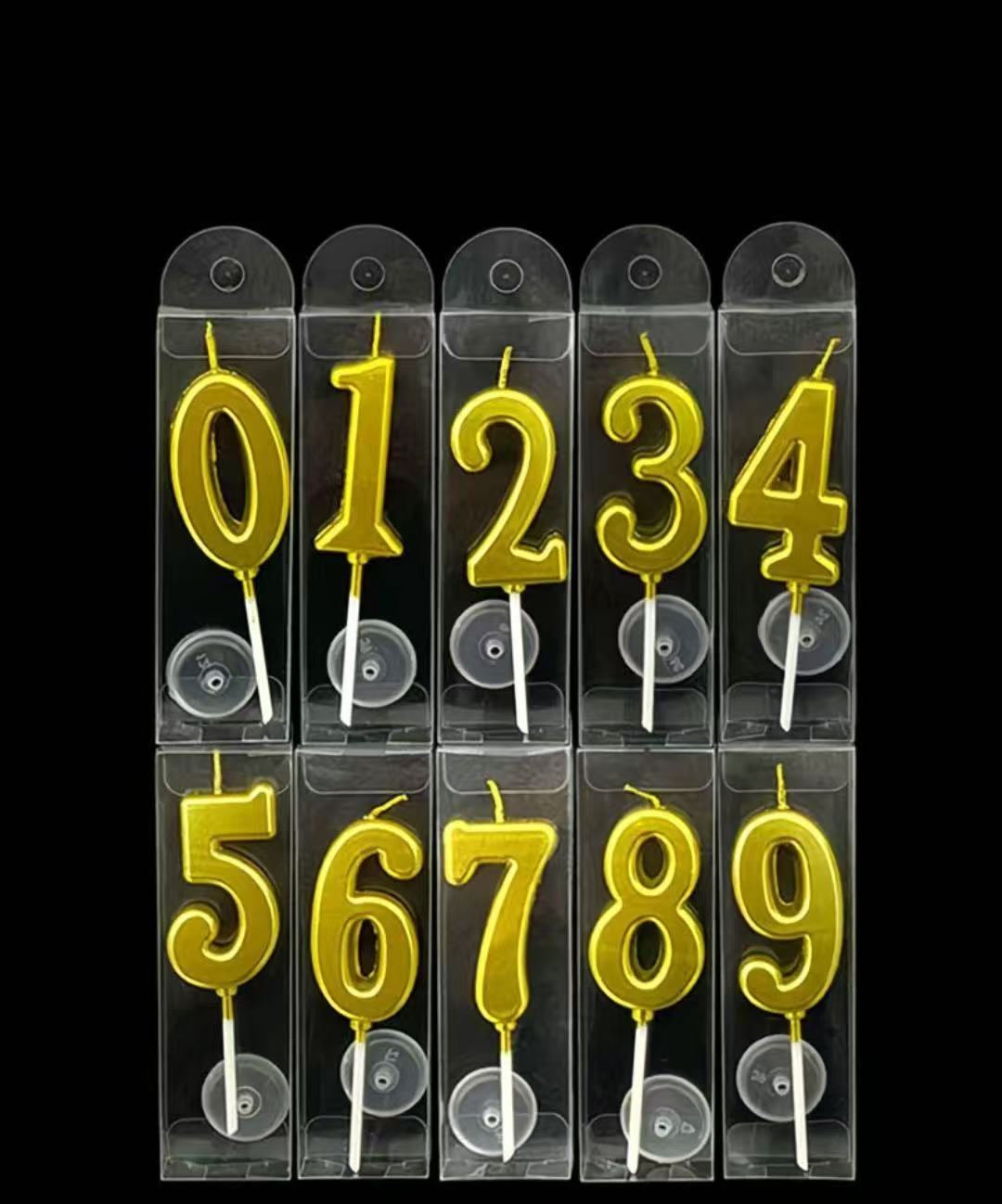 Metallic Finish Flat Number Candle; PVC Box