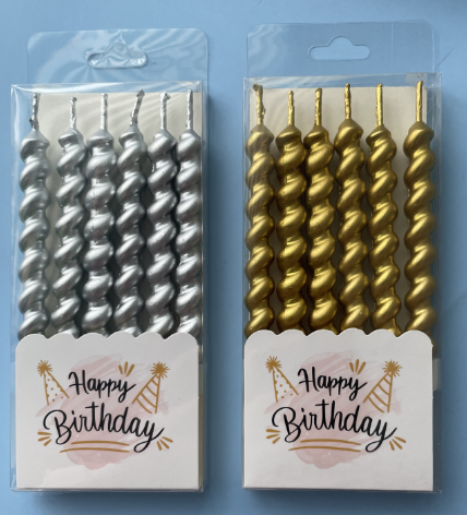 镀漆 6支盒装水晶螺旋蜡 (金色）600个（10中盒X60个）