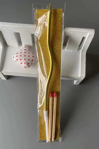 镀漆 单支 曲线袋装+火柴（土豪金）2400个