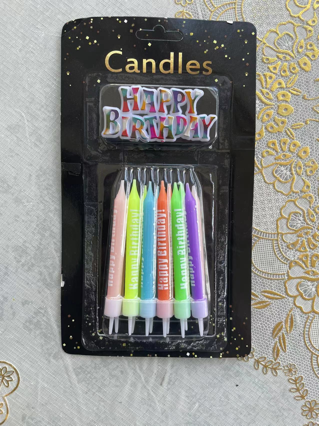 12支丝印水晶蜡（带插件）144卡(带座）（彩色）