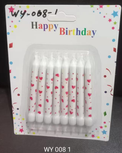 8个粗7.5cm长8支丝印水晶蜡（带座）480卡（粉色）