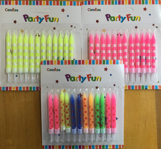 5个粗6cm长 12支丝印水晶蜡（带座）576卡（彩色）